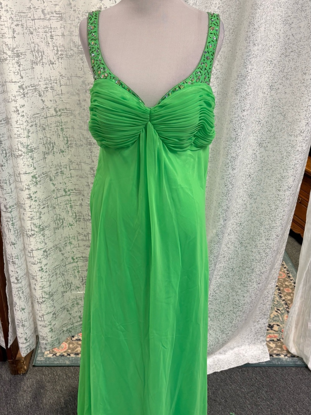 Emerald Green Beaded Strap Maxi Dress